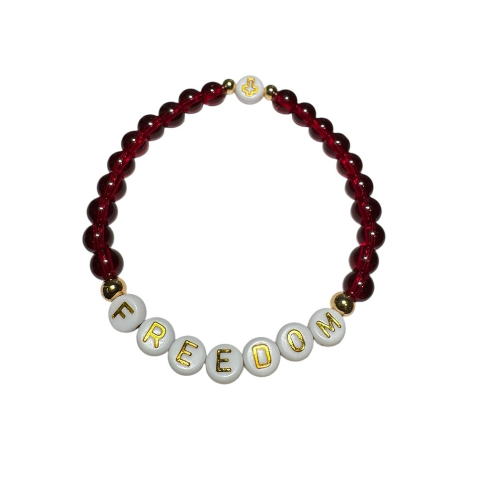 Freedom Beaded Bracelet in Red and Gold